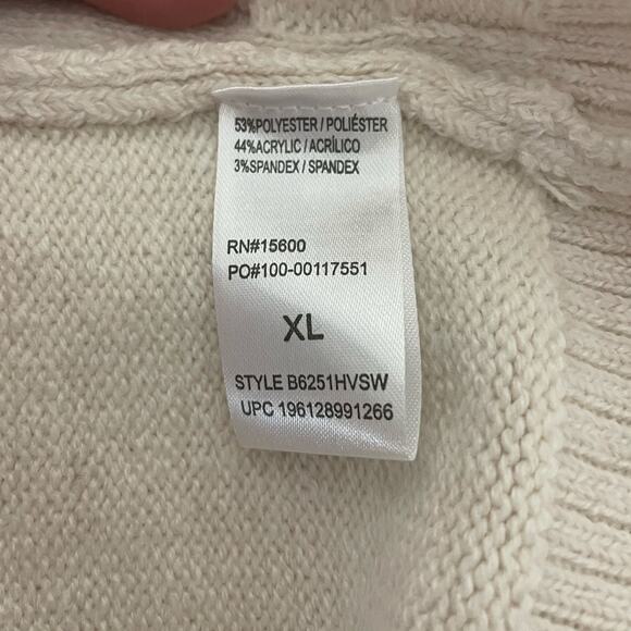 Democracy Long Roll Cuff Sleeve Funnel Neck Cable Popcorn Stitch Sweater Sz XL - Picture 9 of 9